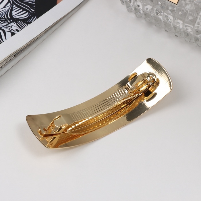 Заколка-автомат для волос Заколка-автомат для волос "Хелле" классика полосы, 8,5 см, золото