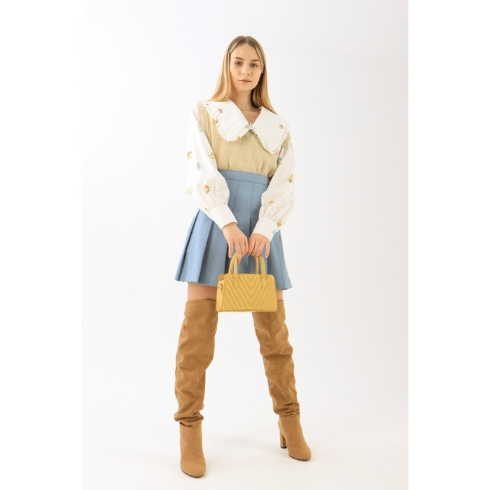 Сумка женская тоут на молнии, длинный ремень, цвет жёлтый