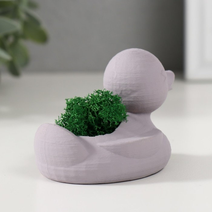 Кашпо бетонное Кашпо бетонное "Утка" 6х8х5,5 см серая со мхом (мох зеленый стабилизированный)