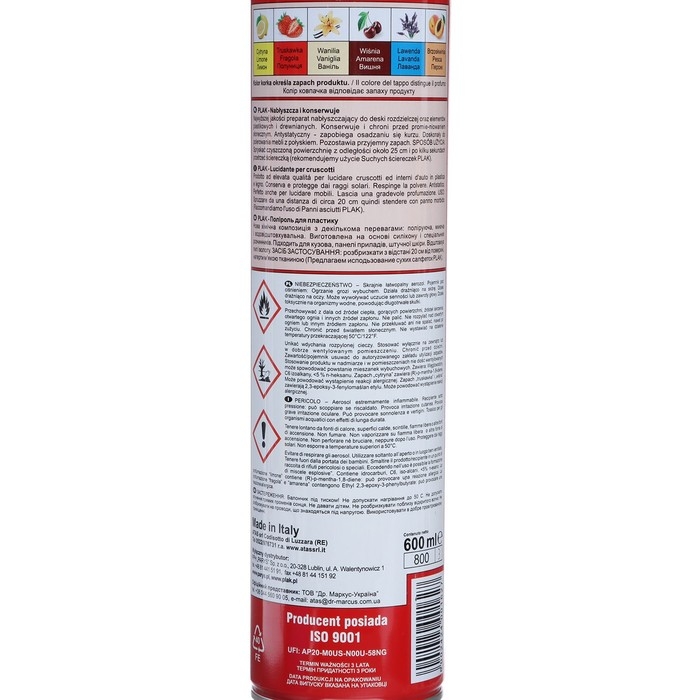 Полироль пластика Plak Лаванда, аэрозоль, 600 мл Полироль пластика Plak Лаванда, аэрозоль, 600 мл