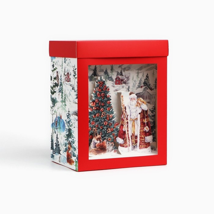 Подарочная коробка новогодняя складная с 3D эффектом «Новогодняя акварель», 18 х 23 х 14см, Новый год Подарочная коробка новогодняя складная с 3D эффектом «Новогодняя акварель», 18 х 23 х 14см, Новый год