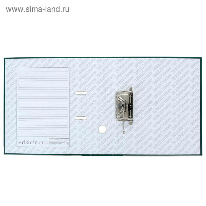 Папка-регистратор А4, 70 мм, Папка-регистратор А4, 70 мм, "Бизнес", собранная, зелёная, пластиковый карман, металлический кант, картон 2 мм, вместимость 450 листов