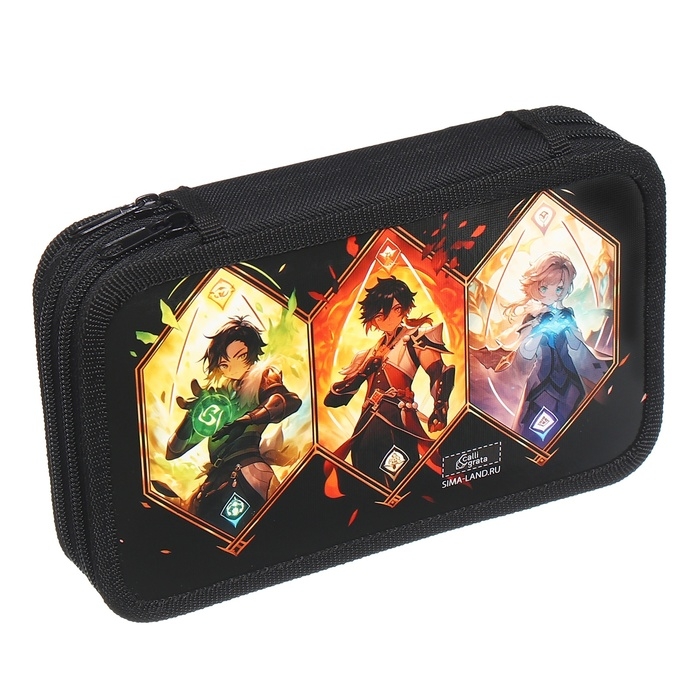 Пенал 2 секции, 125 х 205 х 40 мм, Calligrata 30П26/2  Пенал 2 секции, 125 х 205 х 40 мм, Calligrata 30П26/2 "Аниме game", ламинированный картон