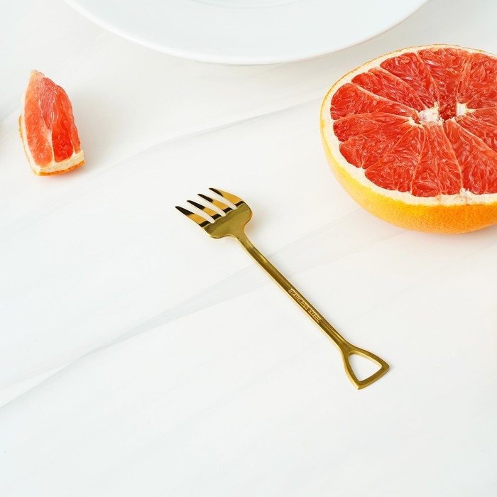 Вилка десертная из нержавеющей стали Magistro «Грабли», длина 12 см, цвет золотой Вилка десертная из нержавеющей стали Magistro «Грабли», длина 12 см, цвет золотой