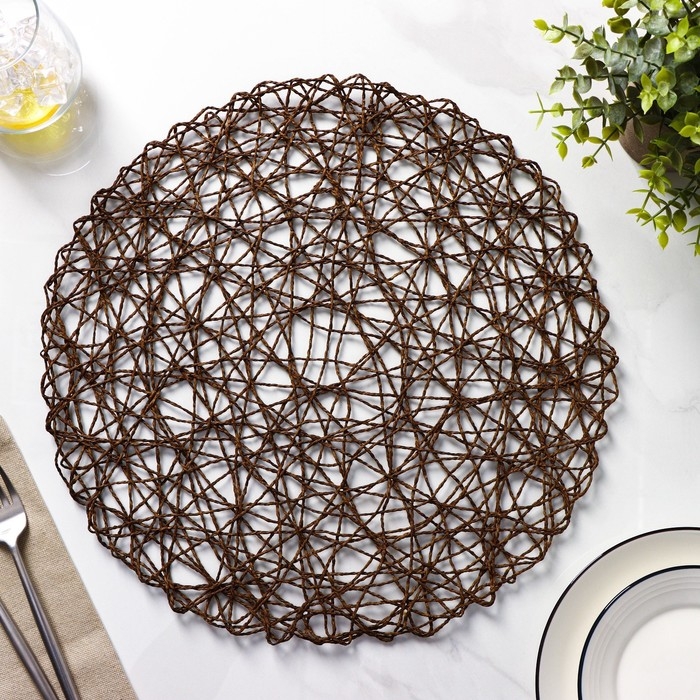 Салфетки сервировочные на стол Доляна «Одуванчик», 4 шт, d=38 см, цвет коричневый Салфетки сервировочные на стол Доляна «Одуванчик», 4 шт, d=38 см, цвет коричневый