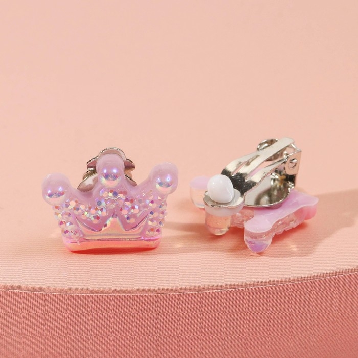 Клипсы детские «Выбражулька» корона, цвет МИКС Клипсы детские «Выбражулька» корона, цвет МИКС