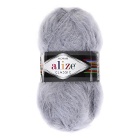 Пряжа "Mohair classic" 25% мохер, 24% шерсть, 51% акрил 200м/100гр (21 серый)