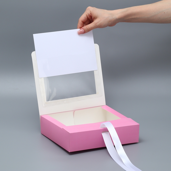 Коробка-фоторамка подарочная складная, упаковка, «Розовая вата», 20 х 18 х 5 см