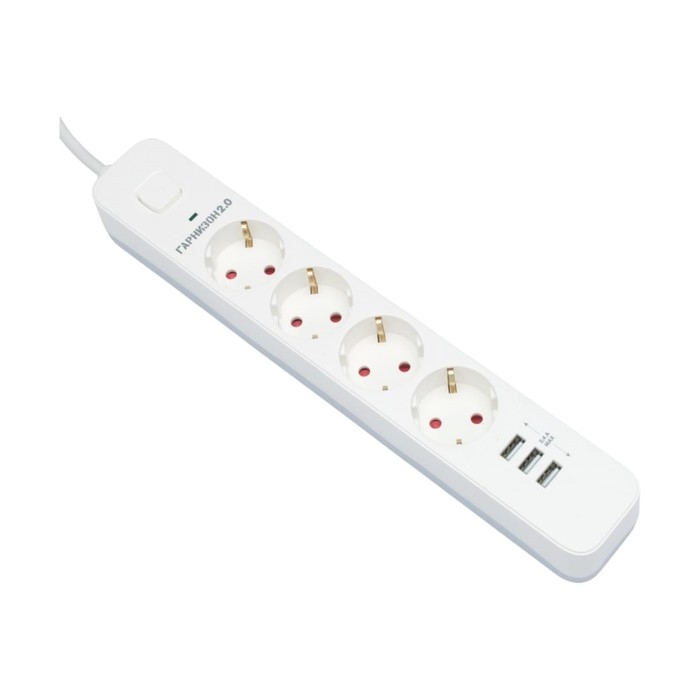 Сетевой фильтр Гарнизон 2.0 Мультипорт EPS-4-U3-W-4, 4 р, 10А, 3xUSB, 4м, ур.защиты 2+, белы 1034186 Сетевой фильтр Гарнизон 2.0 Мультипорт EPS-4-U3-W-4, 4 р, 10А, 3xUSB, 4м, ур.защиты 2+, белы 1034186