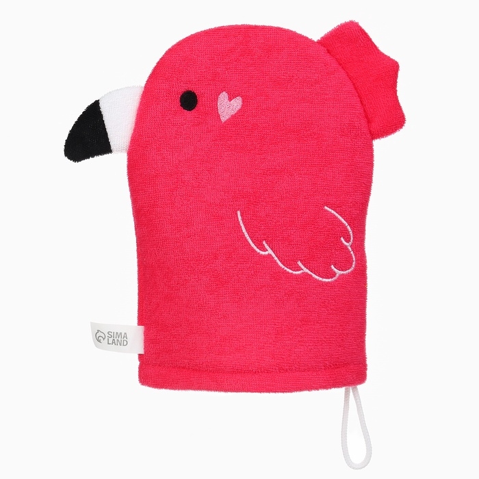 Детская мочалка для купания «Фламинго», махра Детская мочалка для купания «Фламинго», махра