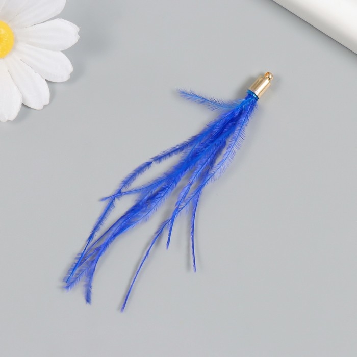 Декор для творчества перо Декор для творчества перо "Кисть Страус" набор 2 шт синий 9х0,5 см
