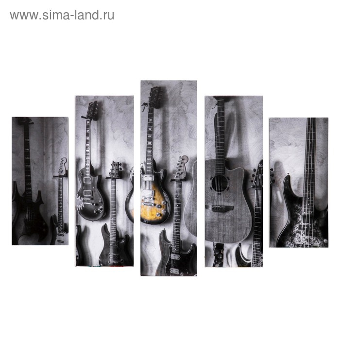 Модульная картина  Модульная картина "Коллекция гитар" (2-23х52; 2-24х70; 1-24х80) 120х80см