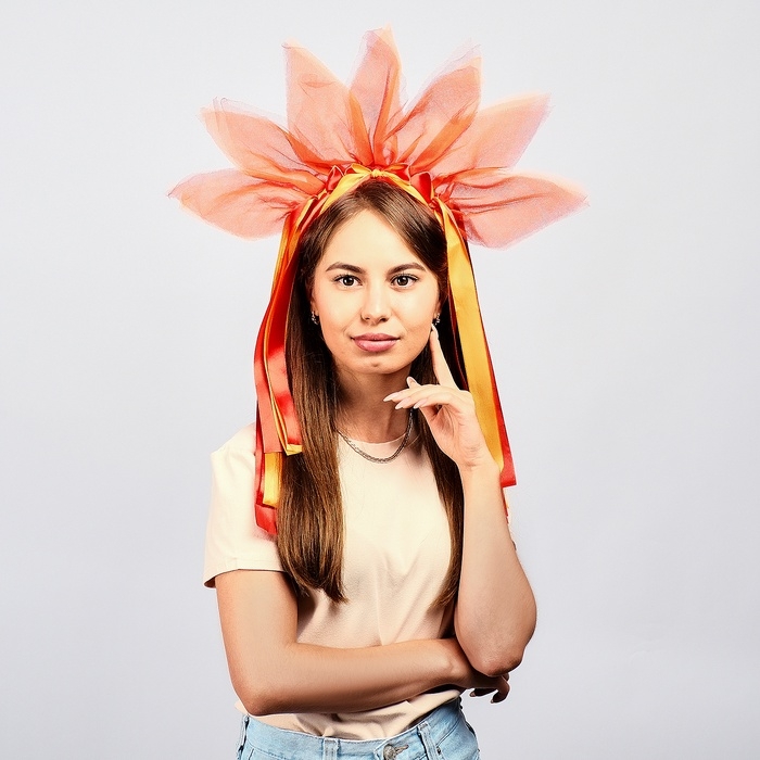 Карнавальный ободок «Лучистое солнце», цвет красно-оранжевый Карнавальный ободок «Лучистое солнце», цвет красно-оранжевый