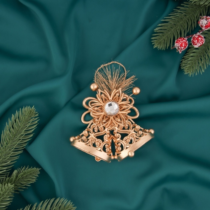 Украшение ёлочное Украшение ёлочное "Колокольчик с цветком" 11х10 см, золото