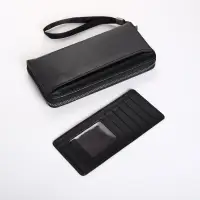 Портмоне-клатч мужской на молнии, с ручкой, чёрное