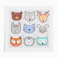 Платки носовые детские &laquo;Крошка Я. Зверята&raquo;, 21&times;21 см, набор 12 шт., хлопок 100%, МИКС