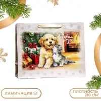 Пакет подарочный новогодний ламинированный горизонтальный &laquo;С Новым годом&raquo;, 49&times;40&times;19 см