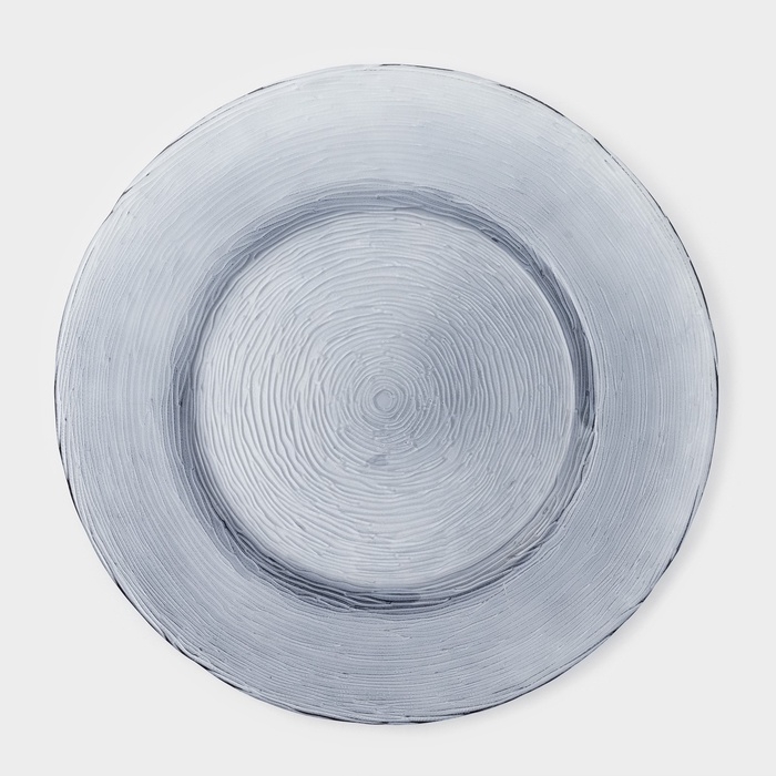 Тарелка подстановочная «Рифл», d=32,5 см, стекло, голубая