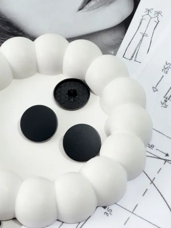 Набор металлических пуговиц на ножке, d=23 мм, 5 шт., цвет чёрный матовый