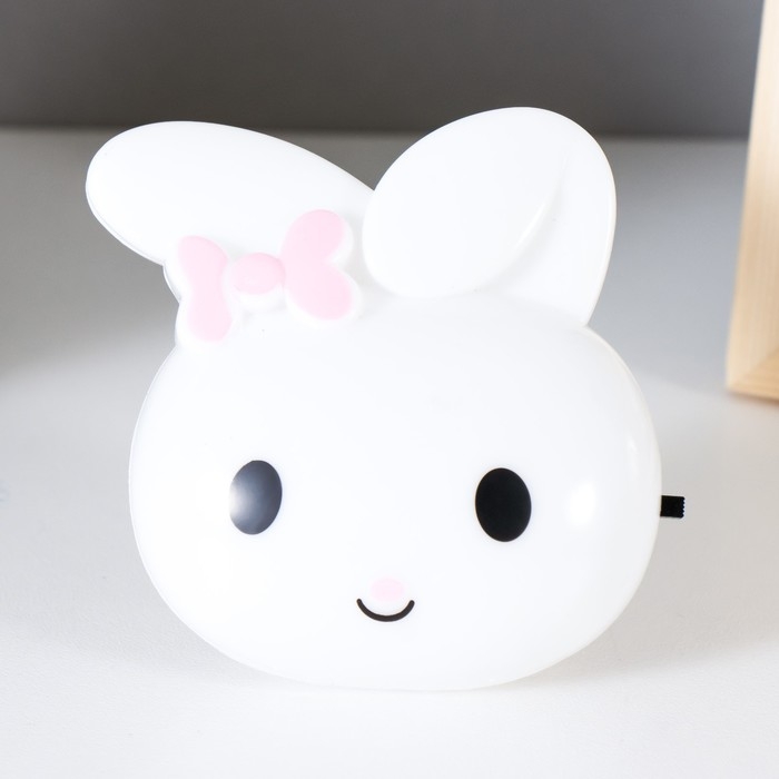 Ночник Ночник "Зайчик с бантом" LED белый 8х7х8 см RISALUX