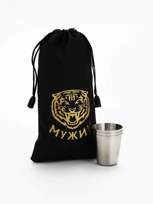 Стопки в чехле &laquo;Тигр&raquo;: нержавеющая сталь, набор 3 шт.&times;30 мл