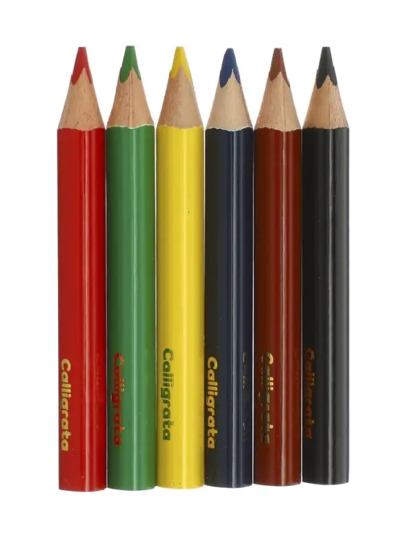 Карандаши 6 цветов, Calligrata, МИНИ, толстые, трехгранные