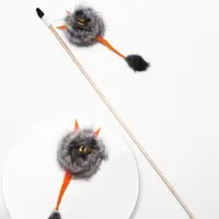 Дразнилка - удочка из меха кролика &laquo;Монстрик&raquo;, на деревянной палочке, цвет МИКС