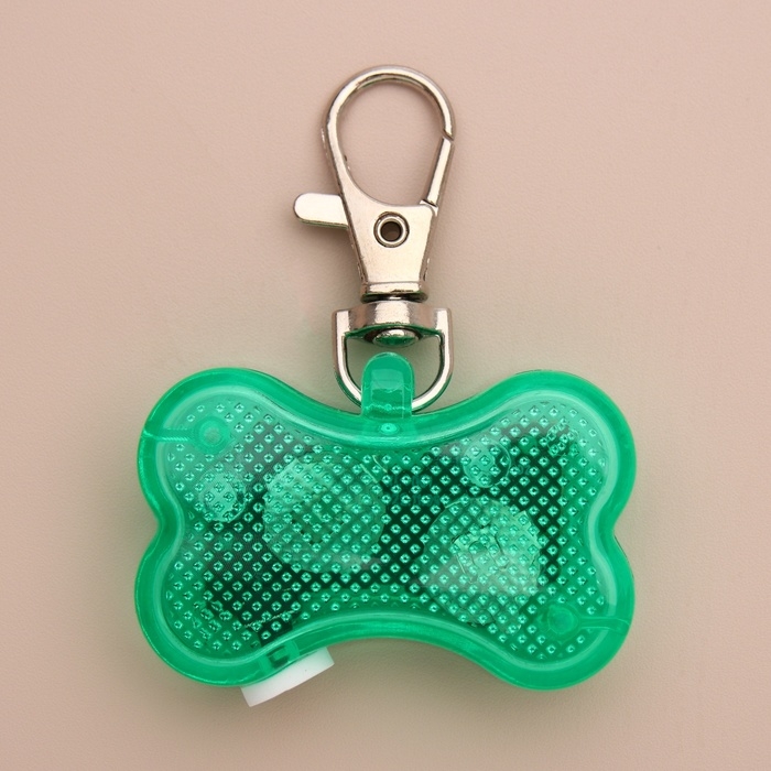 Маячок-адресник Косточка с наклейкой под записку 3 режима свечения, зелёный Маячок-адресник Косточка с наклейкой под записку 3 режима свечения, зелёный