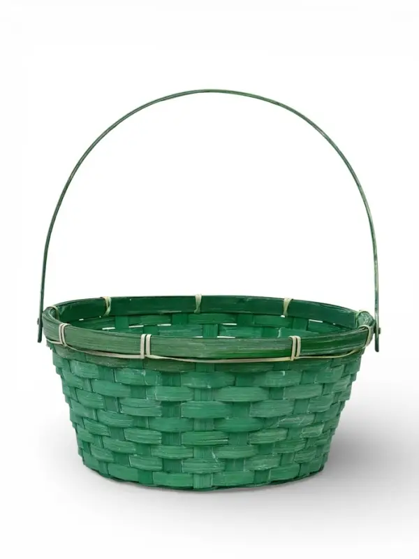 Корзина плетеная 26 х 12 х _ см, ручка складная h=21 см зеленый (к9439830)