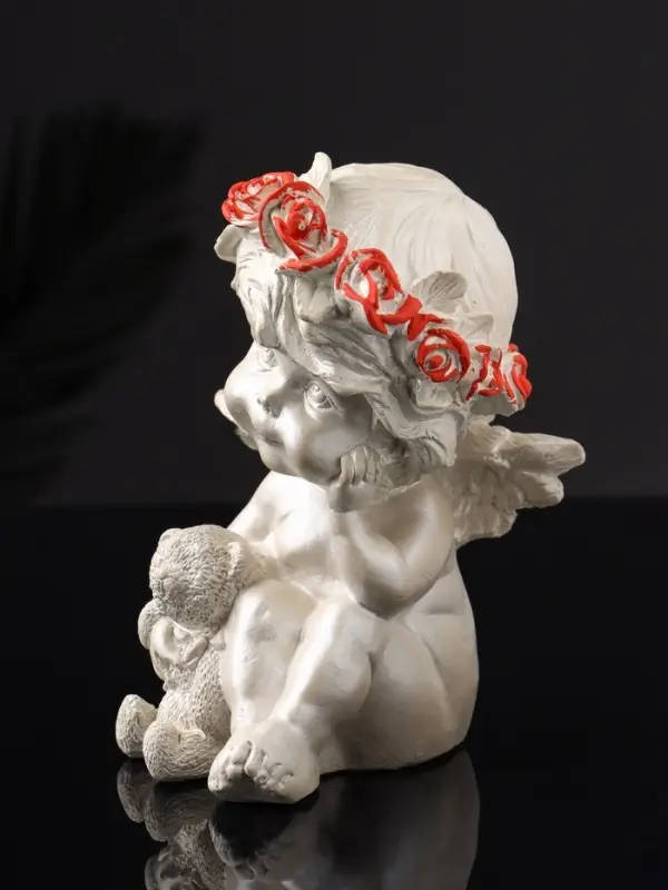 Фигурка гипс &laquo;Ангел с мишкой большой&raquo;, 13&times;8&times;7 см, перламутр