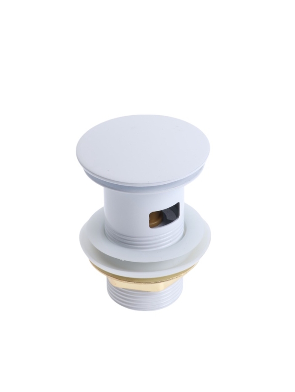 Донный клапан ZEIN engr, большая кнопка, без перелива, нержавеющая сталь, белый Донный клапан ZEIN engr, большая кнопка, без перелива, нержавеющая сталь, белый