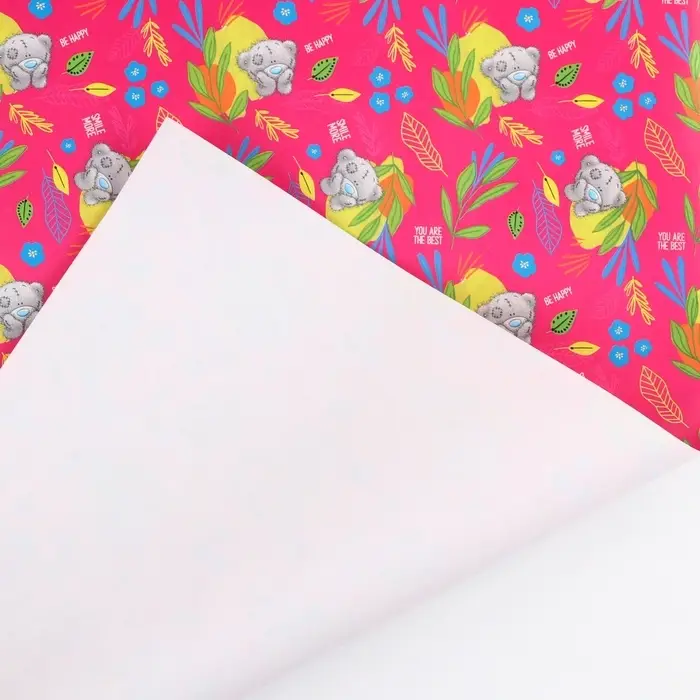 Бумага упаковочная глянцевая «Цветы», розовая, 70х100 см