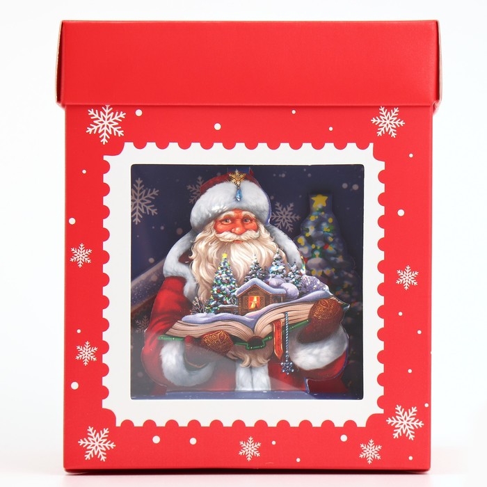 Коробка подарочная новогодняя складная с 3D эффектом «Почта», 11 х 11 х 13 см, Новый год Коробка подарочная новогодняя складная с 3D эффектом «Почта», 11 х 11 х 13 см, Новый год