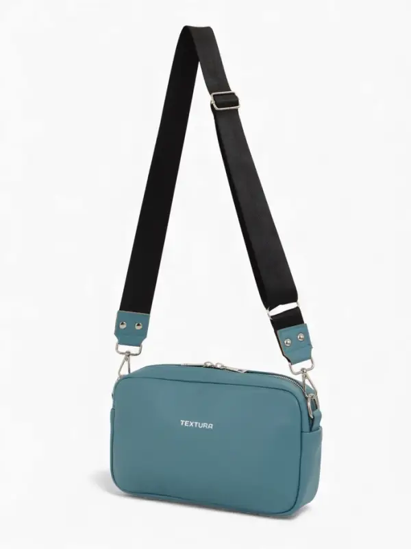 Сумка женская кросс-боди TEXTURA на молнии, 25&times;6&times;14 см, голубая