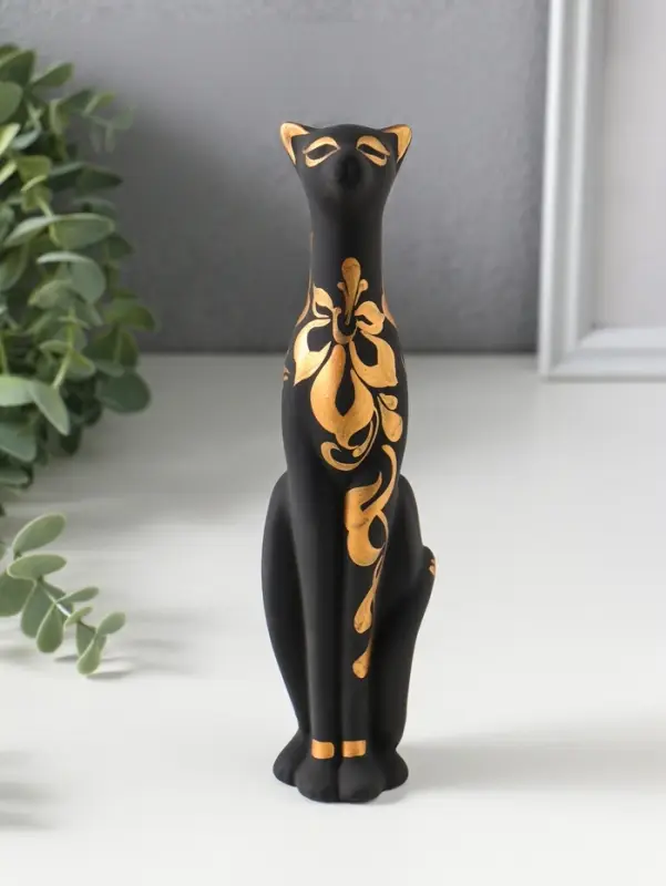 Фигурка керамика &laquo;Кошка Багира прямая&raquo;, чёрный, 6&times;6&times;21 см