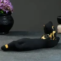 Фигура керамика &laquo;Кошка Багира лежачая&raquo;, роспись, чёрная, 7&times;27&times;10 см