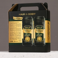 HARD LINE Набор Gold Beer, гель для душа и шампунь для волос, 2х400