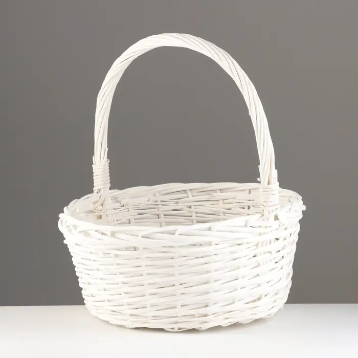 Набор корзин из 3 шт, 38х38х17х 41, 32х32х15х36, 26х26х13х31, белый, ива