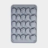 Форма для мармелада Доляна «Фрукты», силикон, 21,3×14,4×1,5 см, 25 ячеек (3×2 см), цвет серый