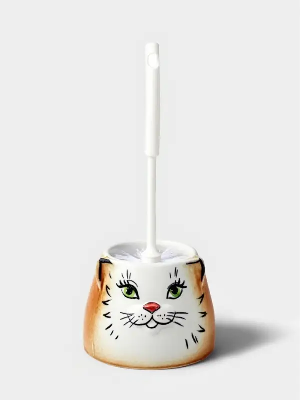 Ёршик для унитаза с подставкой «Кошка», фарфор, МИКС Ёршик для унитаза с подставкой «Кошка», фарфор, МИКС