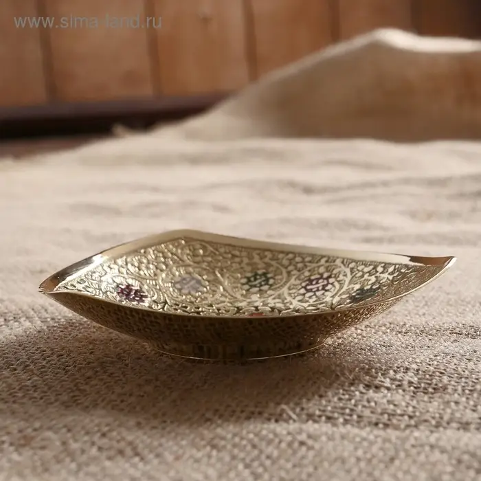 Блюдо латунь цветная эмаль Блюдо латунь цветная эмаль "Роззи" 2,5х11х10,5 см