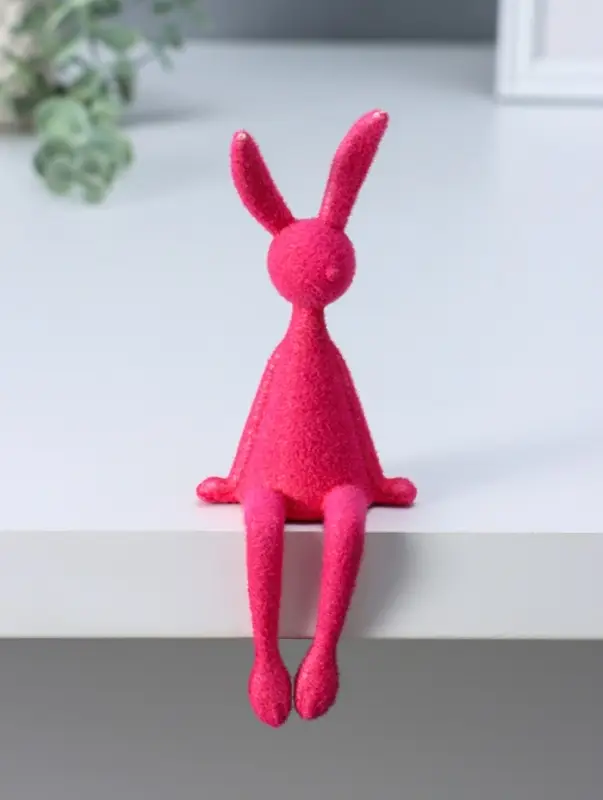 Сувенир пластик на полку "Зайчик" ярко-розовый 5х5,5х15 см