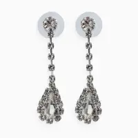 Набор 2 предмета: серьги, колье &laquo;Вечерний шик&raquo; капля ажурная, белый в серебре