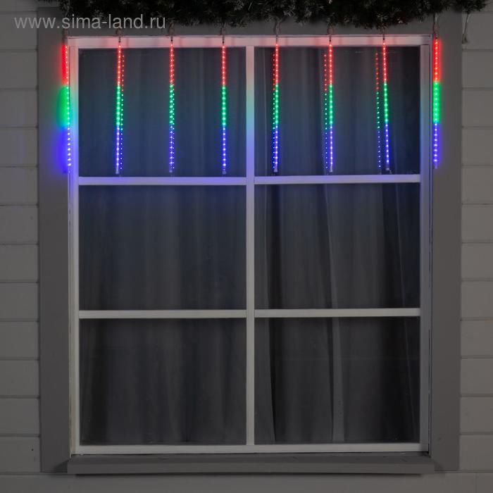 Гирлянда «Сосульки» 2.4 × 0.5 м, IP44, прозрачная нить, 96 LED, свечение мульти с эффектом стекания, 12 В