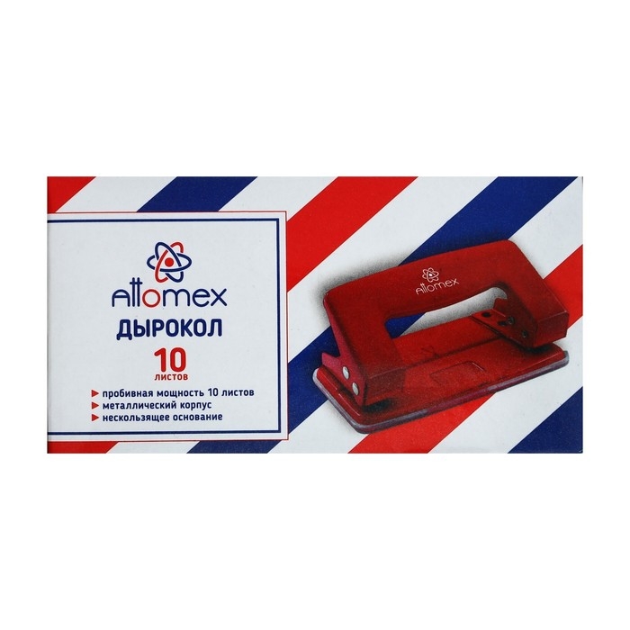 Дырокол металлический 10 листов, Attomex, красный Дырокол металлический 10 листов, Attomex, красный