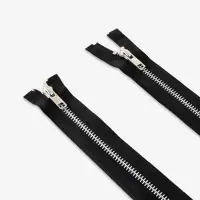 Молния металлическая, №5, 2 замка, разъёмная, замки автомат, 110 см, чёрная