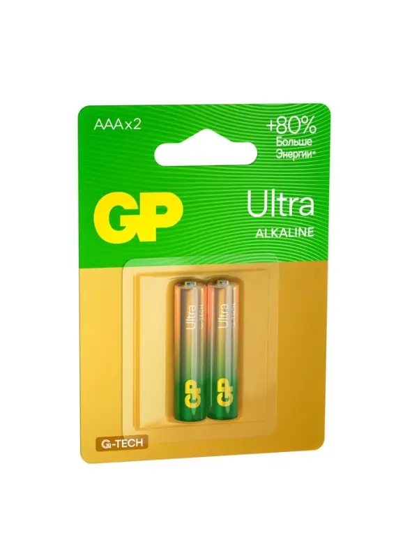 Батарейка алкалиновая GP Ultra, AAA, LR03-2BL, 1.5 В, блистер, 2 шт.
