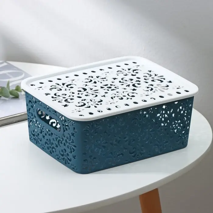 Контейнер для хранения с крышкой «Узор», пластик, 22×17×9,5 см, цвет МИКС Контейнер для хранения с крышкой «Узор», пластик, 22×17×9,5 см, цвет МИКС