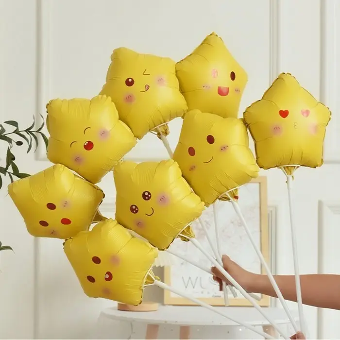 Воздушный шар фольгированный 10 Воздушный шар фольгированный 10" «Звезда смайл», для палочки, МИКС