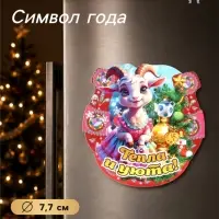 Магнит на холодильник новогодний &laquo;Тепла и уюта!&raquo;, подкова, d=7.7 см